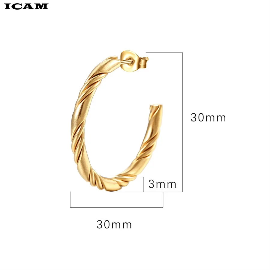 Серьги-кольца из нержавеющей стали 5 мм диаметр 30