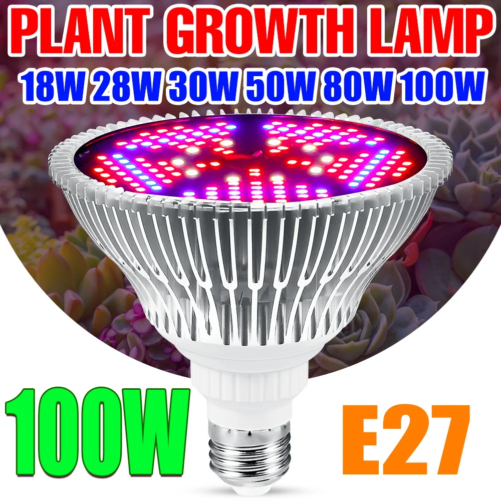 

E27 E14 LED Phyto Lamp Full Spectrum Grow Light Indoor Hydroponics Growing System Bulb 18W 28W 30W 50W 80W 100W Lamp For Plants