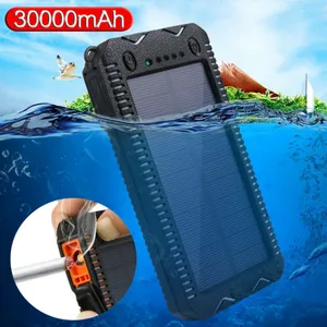 30000mah waterproof solar power bank high capacity mobile phone cigarette lighter charging sos outdoor emergency free global shipping