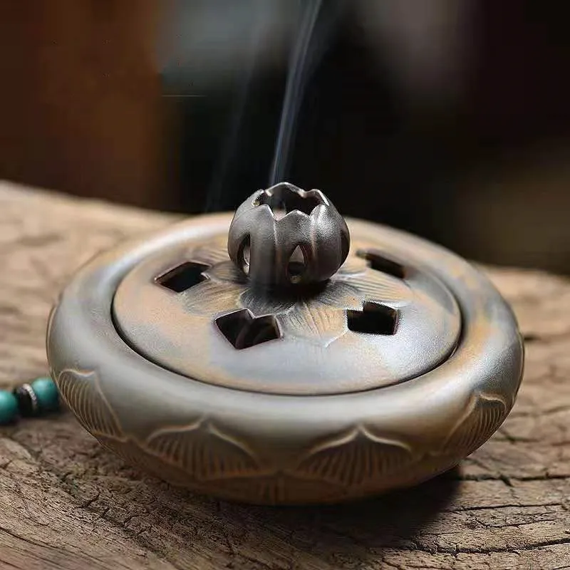 

Ceramic Lotus Small Incense Burner Sandalwood Creative Plate Incense Burner Antique Home Incense Burner Tower Incense Burner