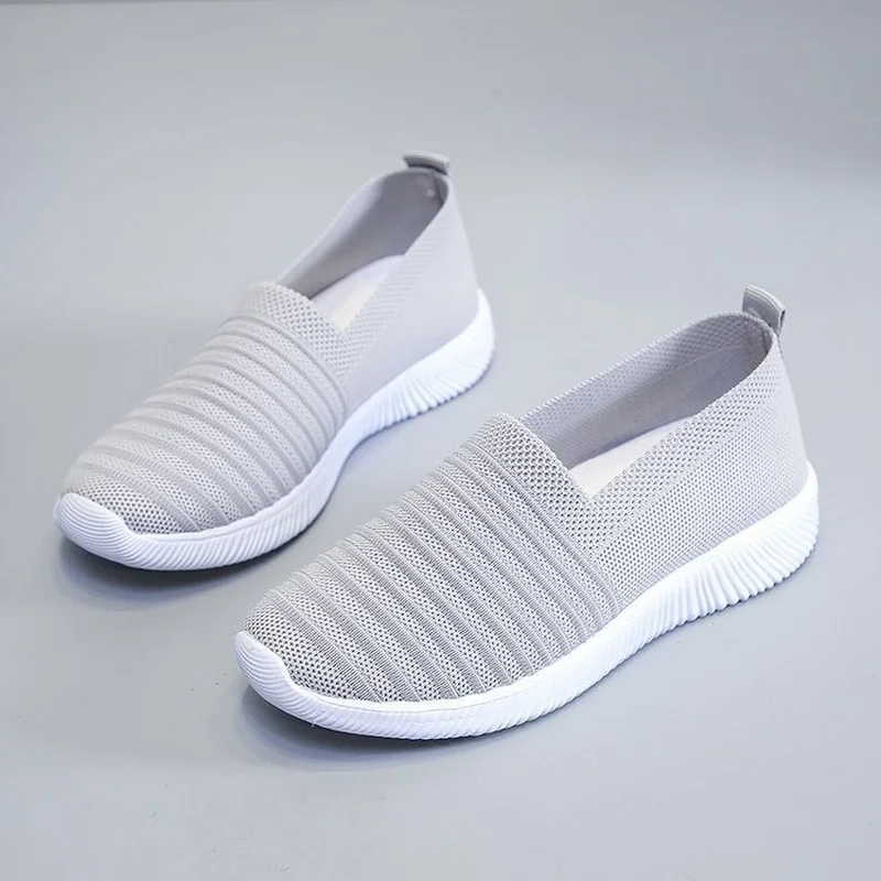 

2022 Women Shoes Summer Flat Breathable Walking Women Vulcanized Shoes Mesh Women's Casual Flat Shoes Slip-on Light Shoes Women