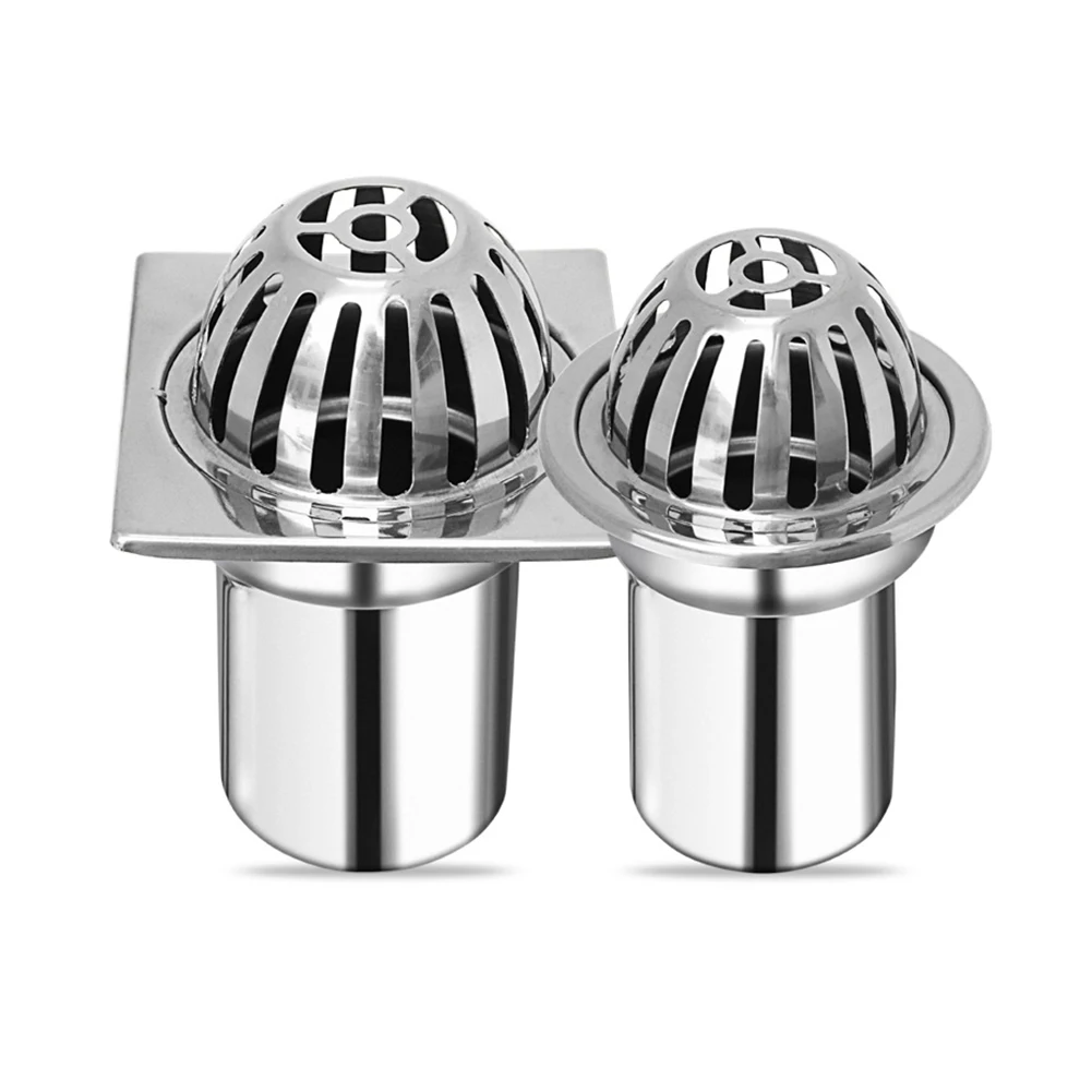 

Для крыши балкона напольный слив из нержавеющей стали, Круглый фильтр с большим объемом, защита экрана от блокировки, наружный сток в полу к...