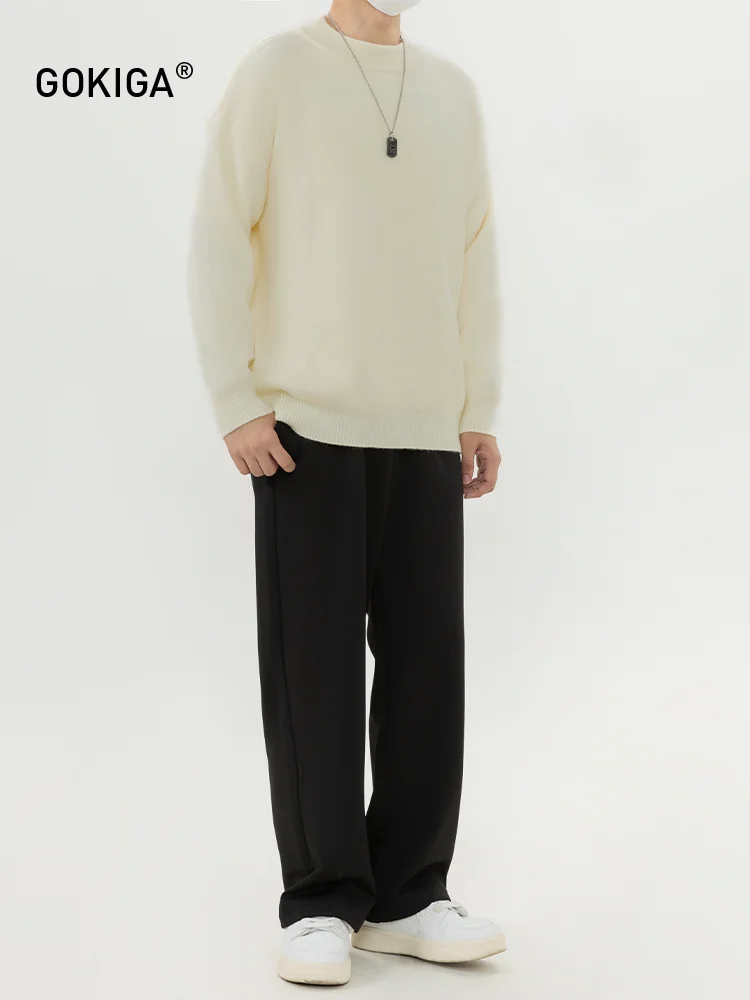 Gokiga Miyazaki Winter Casual Warm Basic Knit Men's All-Match round Neck Base Sweater 8726 |