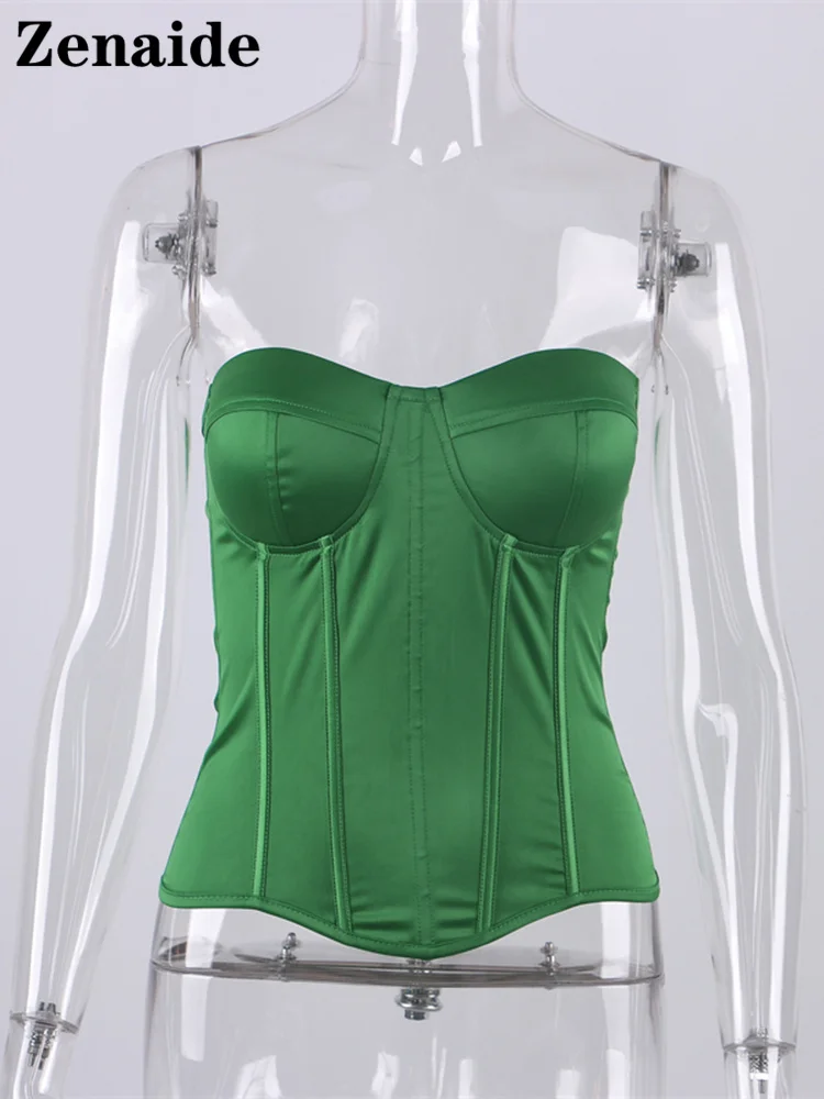 Женский атласный корсет с открытыми плечами Zenaide клубный укороченный топ и