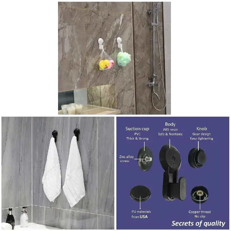 

2Pcs Suction Cup Hooks Reusable Waterproof Utility Hooks for Bathroom Kitchen
