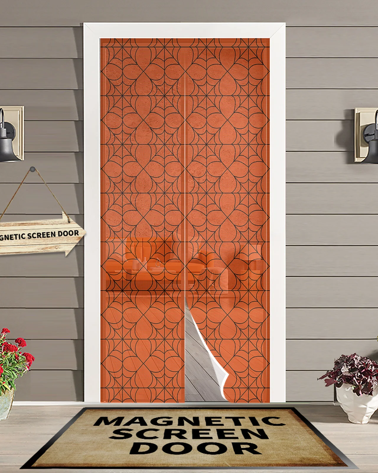 

Сетка от насекомых на Хэллоуин, комнатная сетка для окон и дверей, с принтом, с москитной сеткой, для спальни, домашний декор, марлевая занаве...