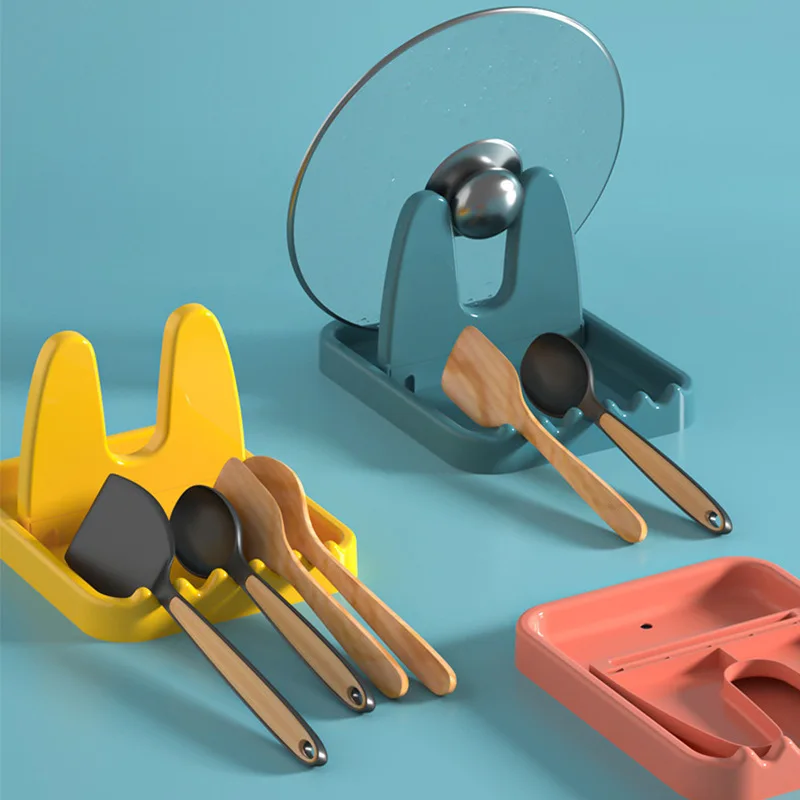 

Foldable Pot Lid Rack Plastic Spoon Holder Stand Kitchen Organizer for Fork Spatula Rack Pan Cover Shelf Tableware Storage Rack