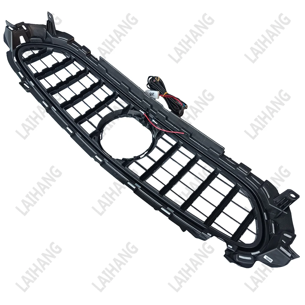 Фото Решетка переднего бампера автомобиля для Mercedes Benz E-Class W213 E200 E300 E220d 2021-2023 AMG GT Style со светодиодной подсветкой Racing Grill №5