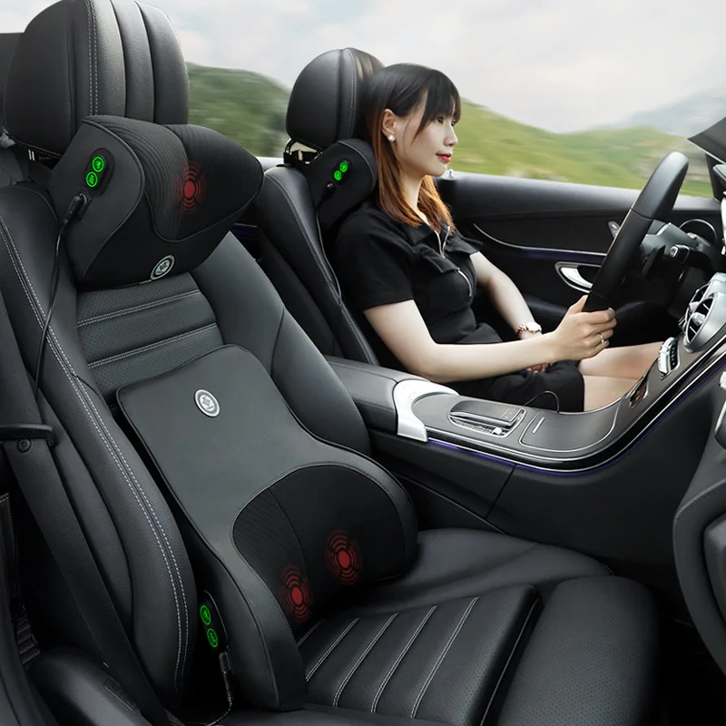 

Car Massage Neck Support Pillow Seat Back Support Headrest Pillow Simulation Human Massage Travel Pillow Accessories