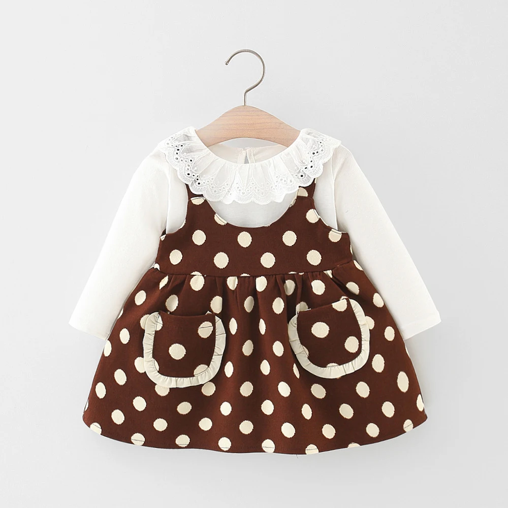 

Платья для девочек, осень-весна 2022, однотонное кружевное платье-рубашка с длинным рукавом для новорожденных, костюм, платье-пачка для дня ро...