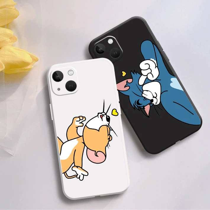 

2022 Cute Animation Black/White Phone Case for IPhone 13 12 11 Pro X XR Max New Shockproof Cover for IPhone 8 7 Plus XS Max