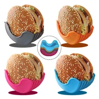 retractable hamburger fixed box sandwich hamburger buns burger holder reusable silicone burger rack holder hamburger clip
