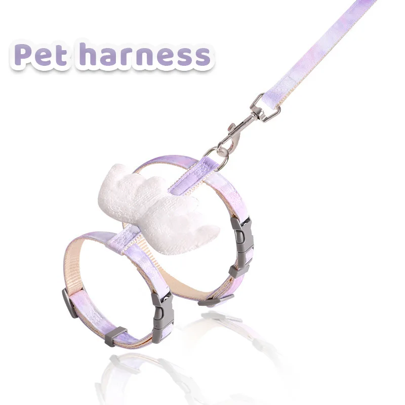 

Cute Gradient Angel Wing I-shaped Cat Leash Anti-break Cats All-in-one Traction Rope Outdoor Portable Adjustable Rope For Cats