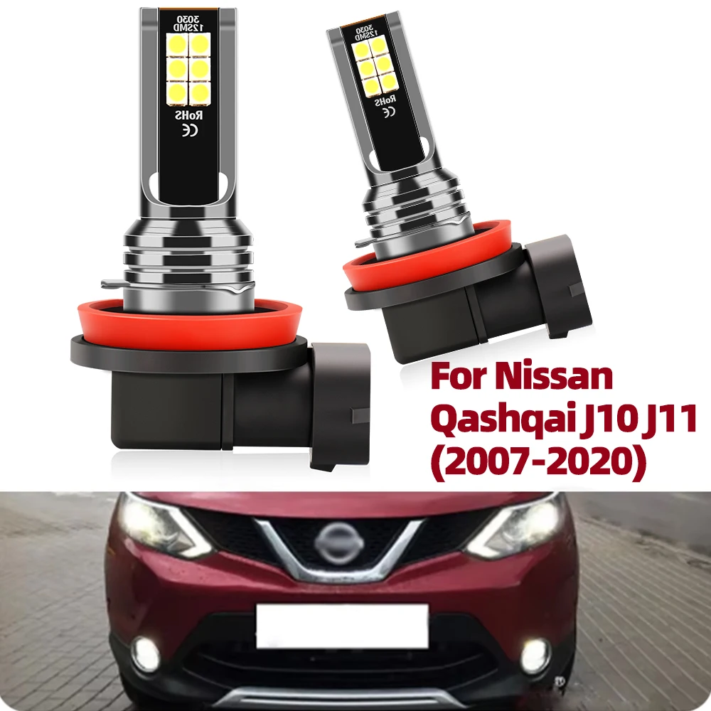 Для Nissan Qashqai J10 J11 (2007-2020) Белый 6000K Автоматическая светодиодная противотуманная