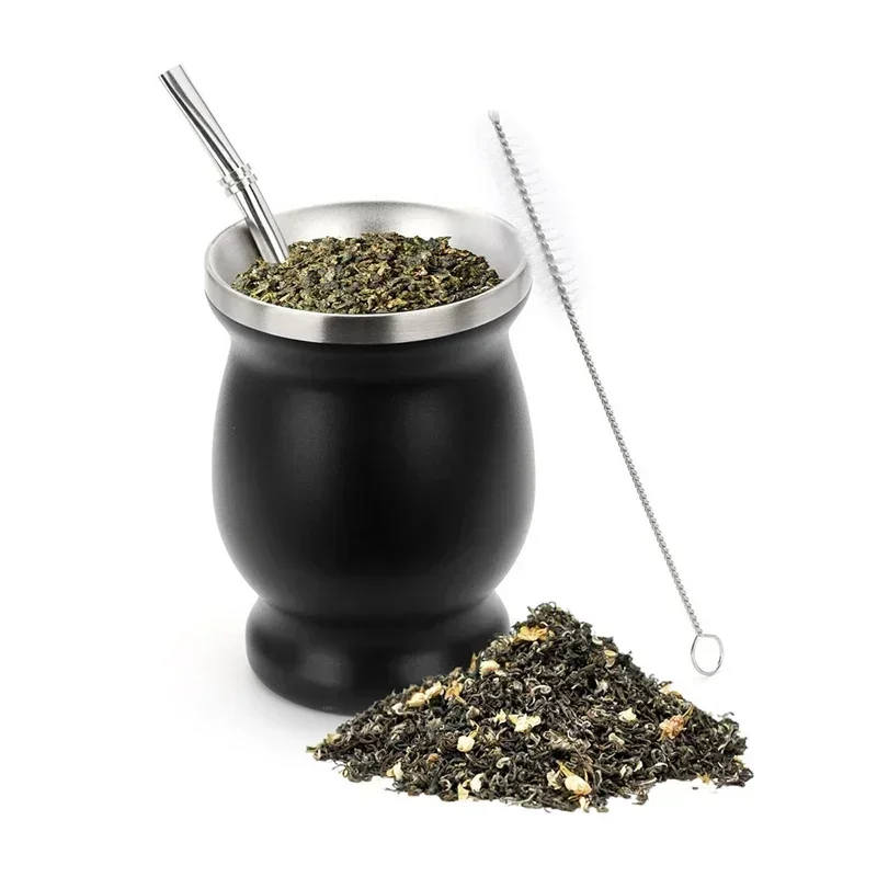 230 мл набор чашек Yerba Mate из нержавеющей стали включает двойную щетку для чистки