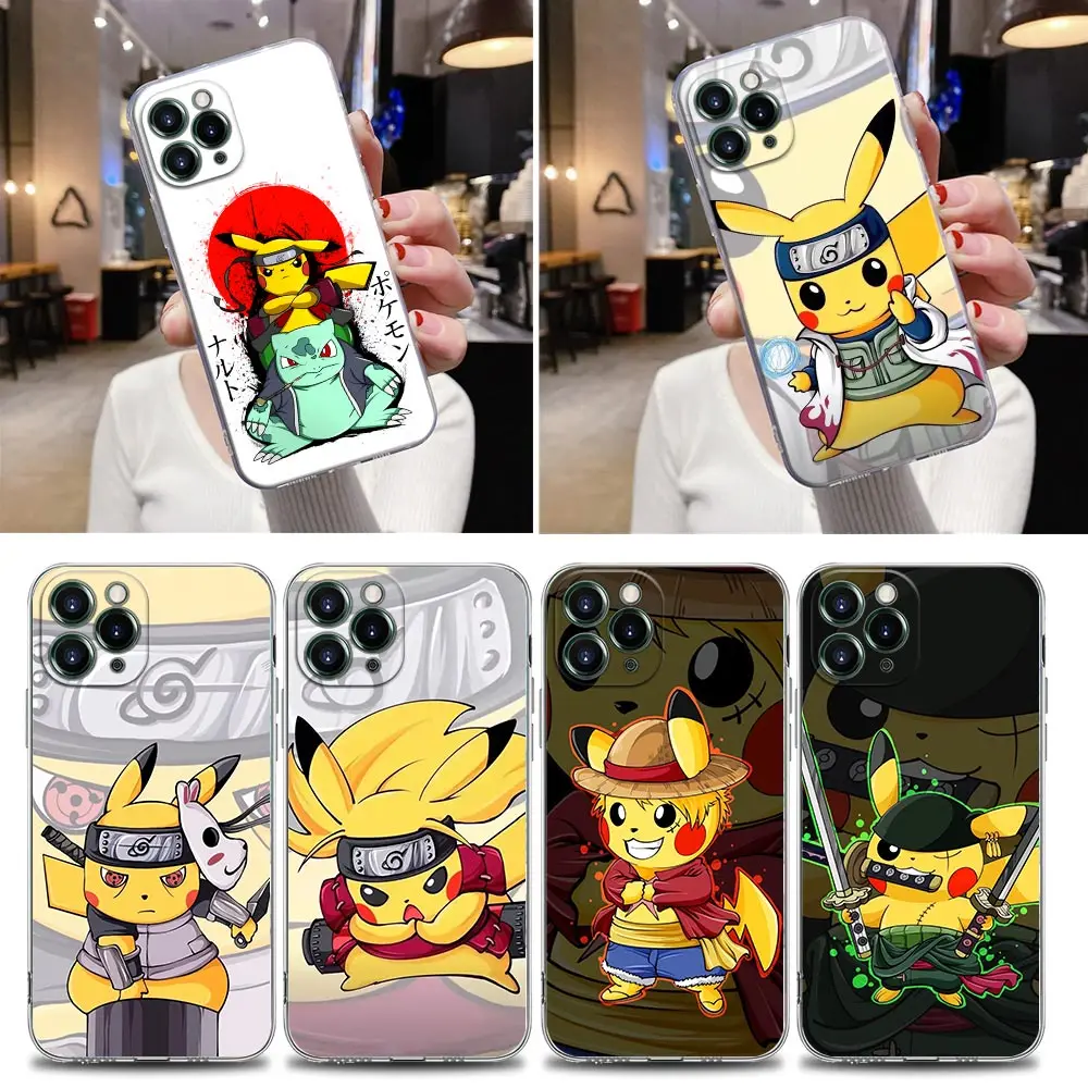 

Transparent Case For Apple iPhone 12 11 13 Pro Max mini XS X XR 7 8 Plus SE 2020 Case Cover Japan Anime Pikachu Cosplay N-Naruto
