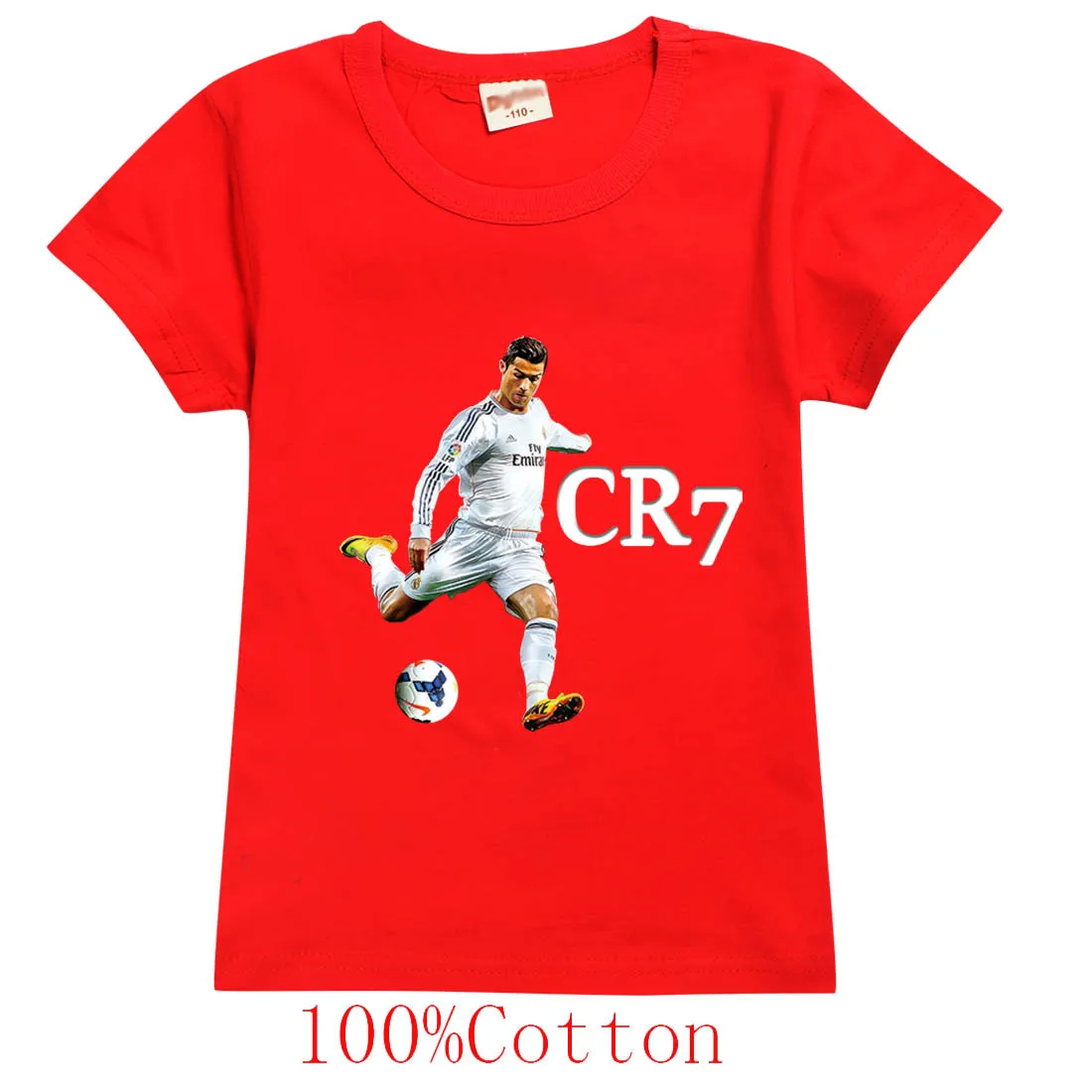 Хлопковая футболка для подростков CR7 мальчиков топы маленьких девочек школьная