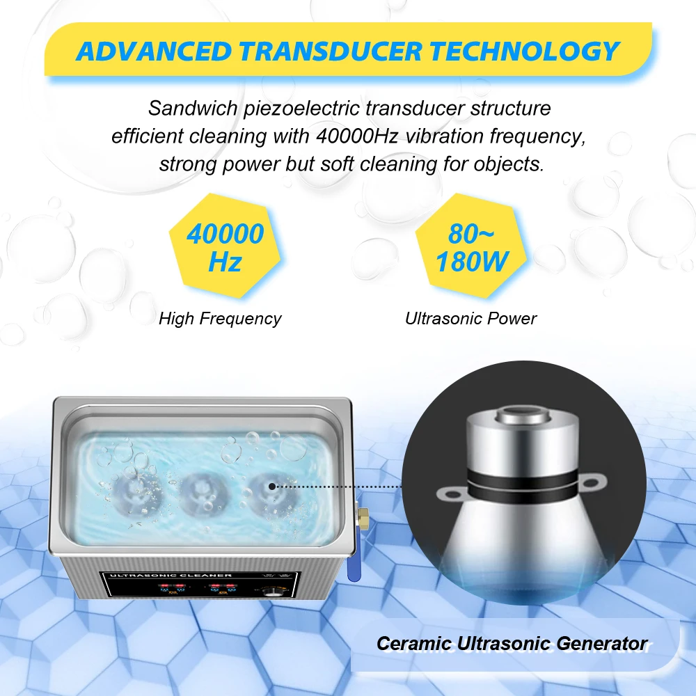 ультразвуковая промывочная ванна 6.5L 80W - 180W & Дега нагреватель таймер ультразвук
