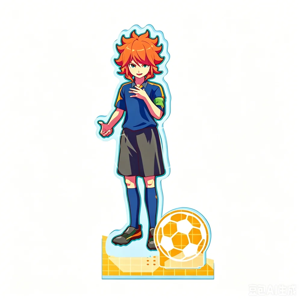 Фото Новый акриловый брелок-подставка Inazuma Eleven: фигурка Эндо Гоэнджи в футбольной форме, мультяшный стиль, декор для рабочего стола, сувенир с персонажем №2
