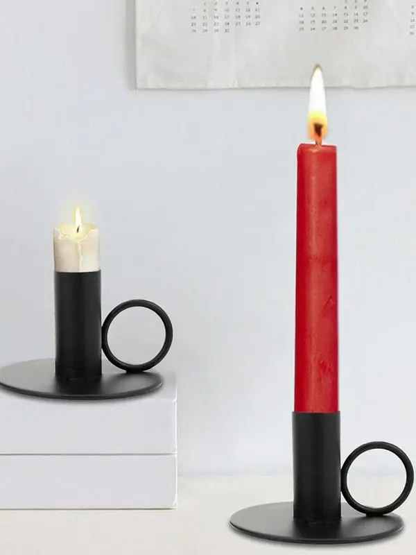 

Creative Retro Candle Holder Metal Candlestick Taper Candle Holder With Handle For Tabletop Wedding Party Christmas Decoration