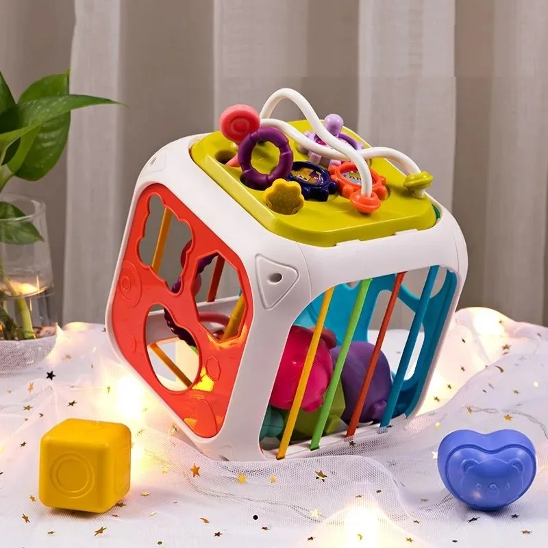 

Baby Shape Sorter Toys 1 2 Years Montessori Toys Sensory Cube Shape Blocks Sorting Games Early Development Toys for Toddler Gift