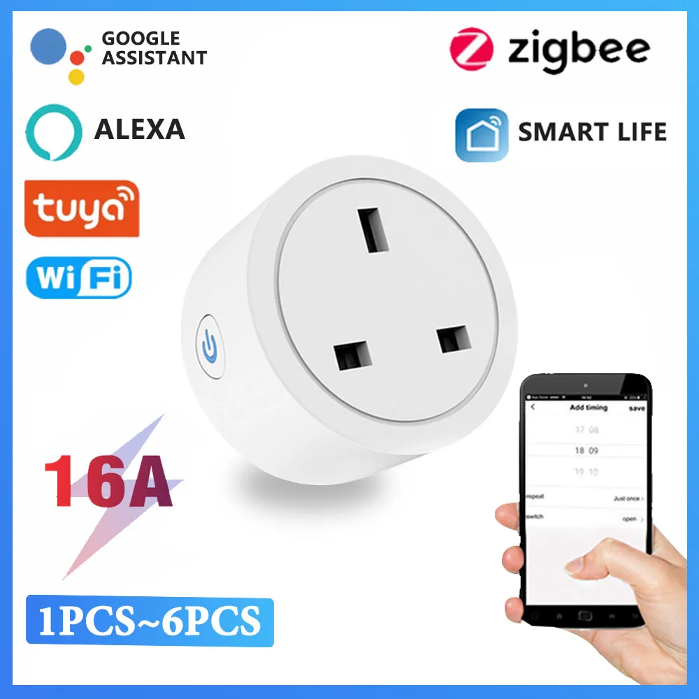 

Смарт-розетка Zigbee с таймером, 16 А, работает с Alexa Google Home