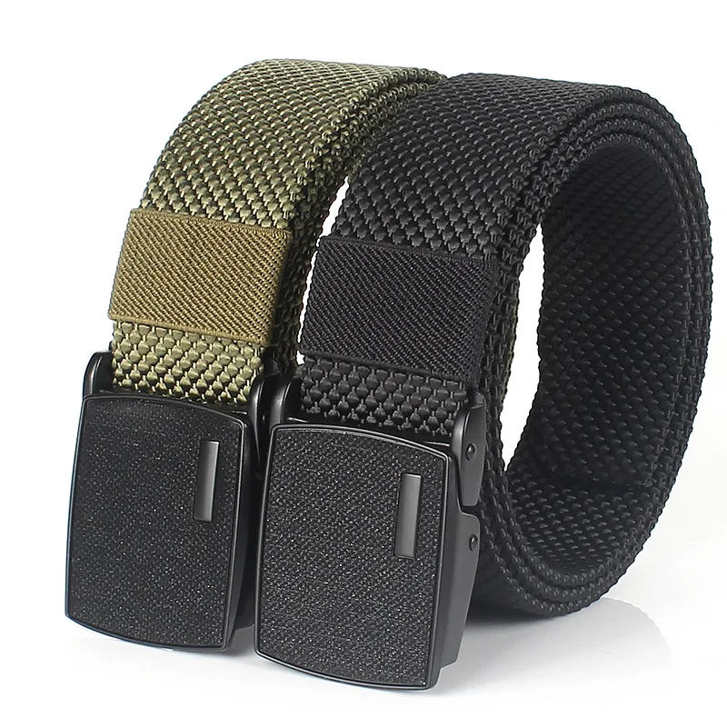

Arrival Business Canvas Belt For Men Jeans Pants Metal Smooth Buckle Thicken Nylon Designer Belts Black Tactical Male Waist Belt