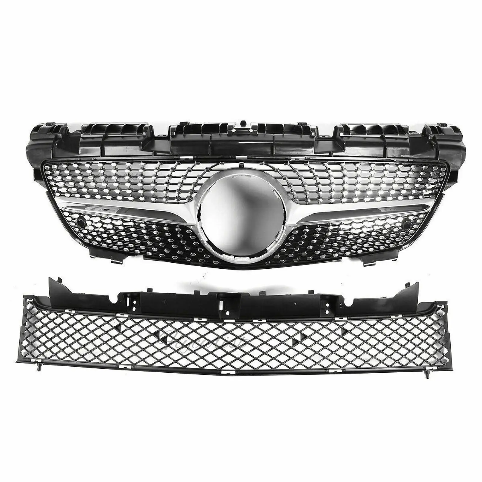 Для Benz R172 SLK Class 200 SLK300 2-х шт. передняя верхняя и нижняя решетка 2012-2015 Blalck Silver