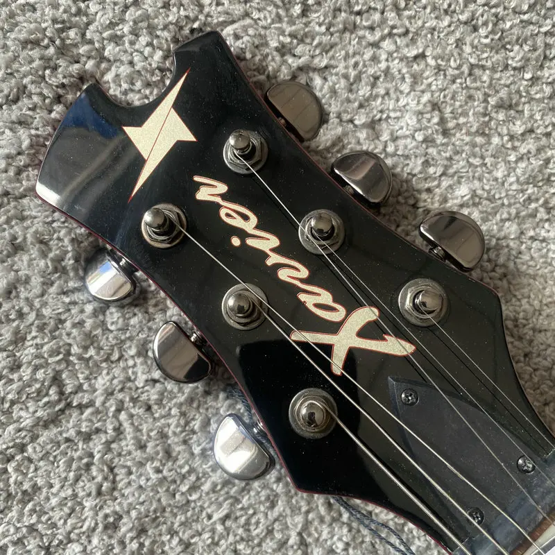 Настоящая 6-струнная электрическая гитара Ксавье красный Горелый клен Топ Алан