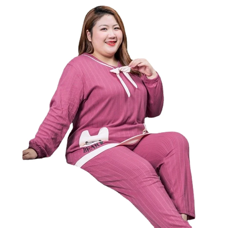 2023 fat sister plus-size pajamas women fatten up autumn and winter long sleeves plus-size plus-size red wedding wear