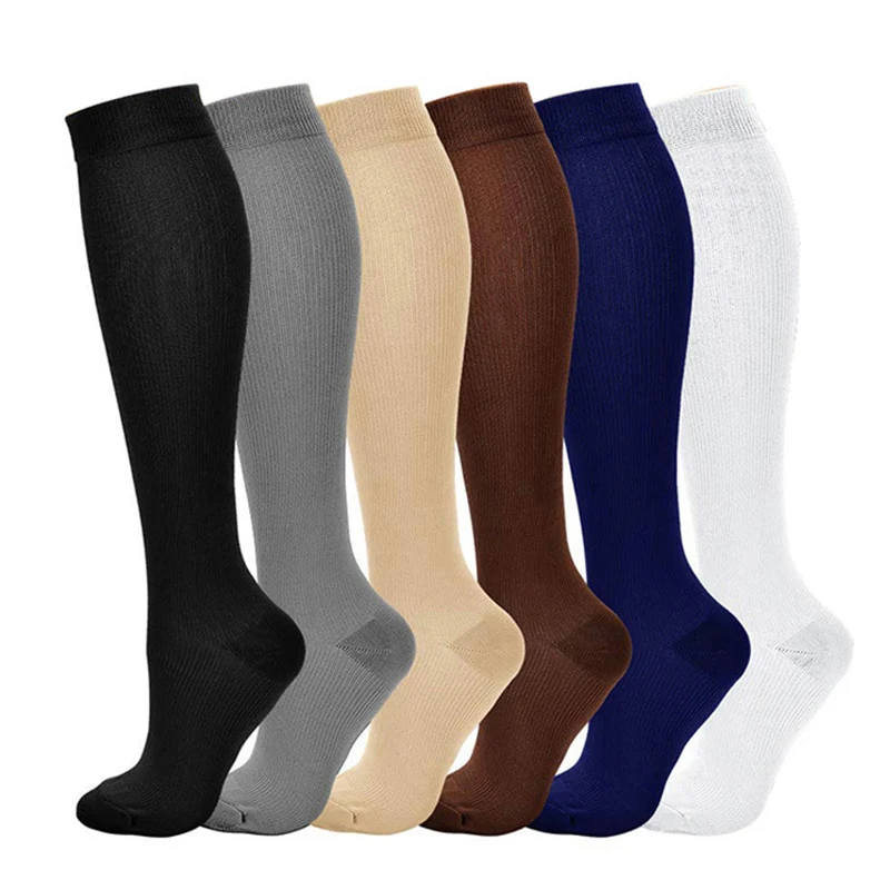 

1 Pair Compression Stockings Blood Circulation Promotion Slimming Compression Socks Anti-Fatigue Comfortable Solid Color Socks