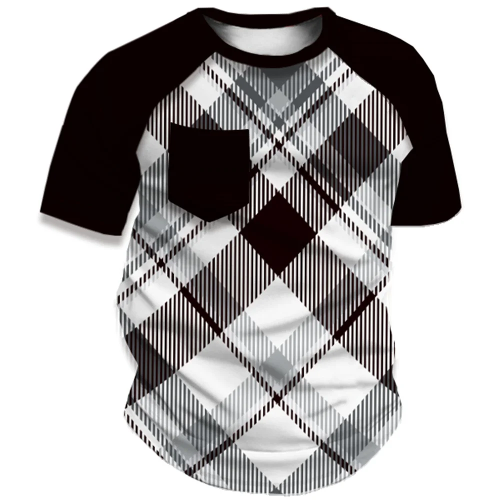 

2022 New Round Neck Sleeve Short Sleeve Fashion Pocket T-Shirt Color Stripe Digital Printing Short Sleeve Children's Casual Top