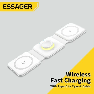 Imported Essager 3 in 1 Magnetic 15W Qi Wireless Charger Foldable Charger Stand For iPhone 14 13 12/Airpod /i