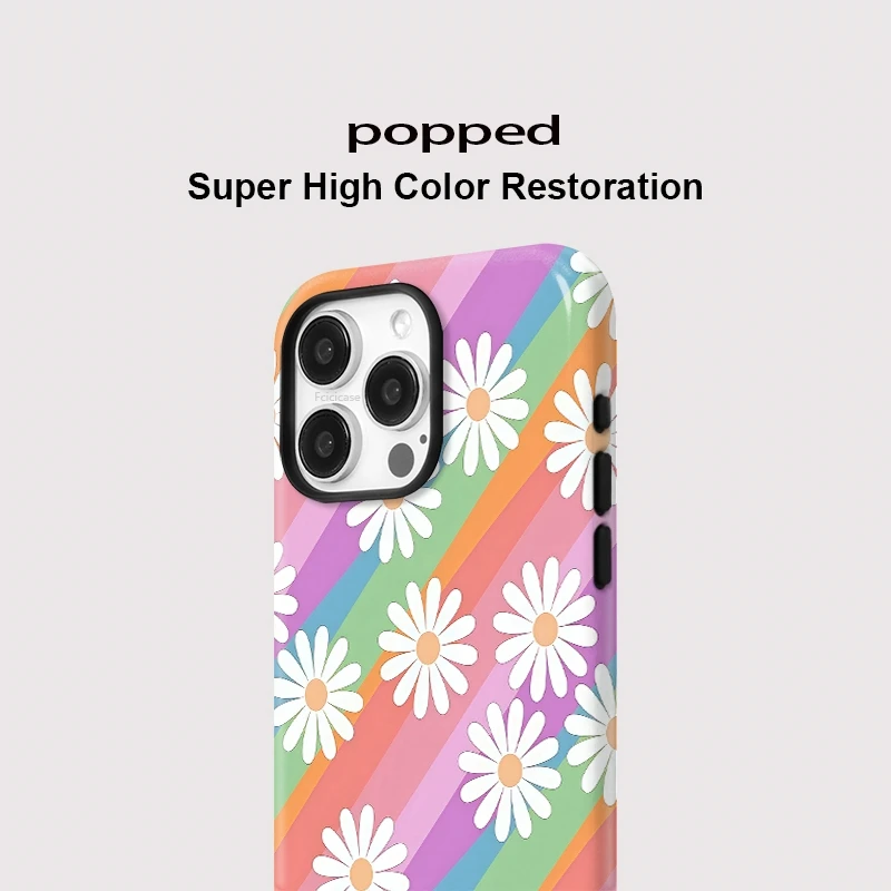 Фото Противоударный матовый магнитный чехол Popped For Magsafe с цветочным радужным узором для iPhone 17 Air 16 15 14 Plus 13 12 11 Pro Max №4