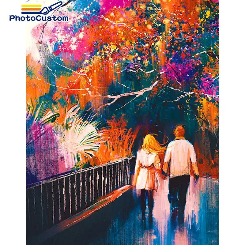 

PhotoCustom Paint By Number Autumn Tree Drawing On Canvas Hand Painted Art Gift DIY Pictures By Numbers Kits Home Decor