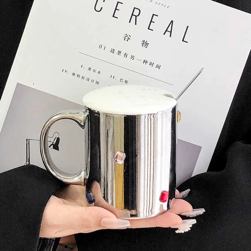 350 мл креативная керамическая кружка с инкрустацией бриллиантами и