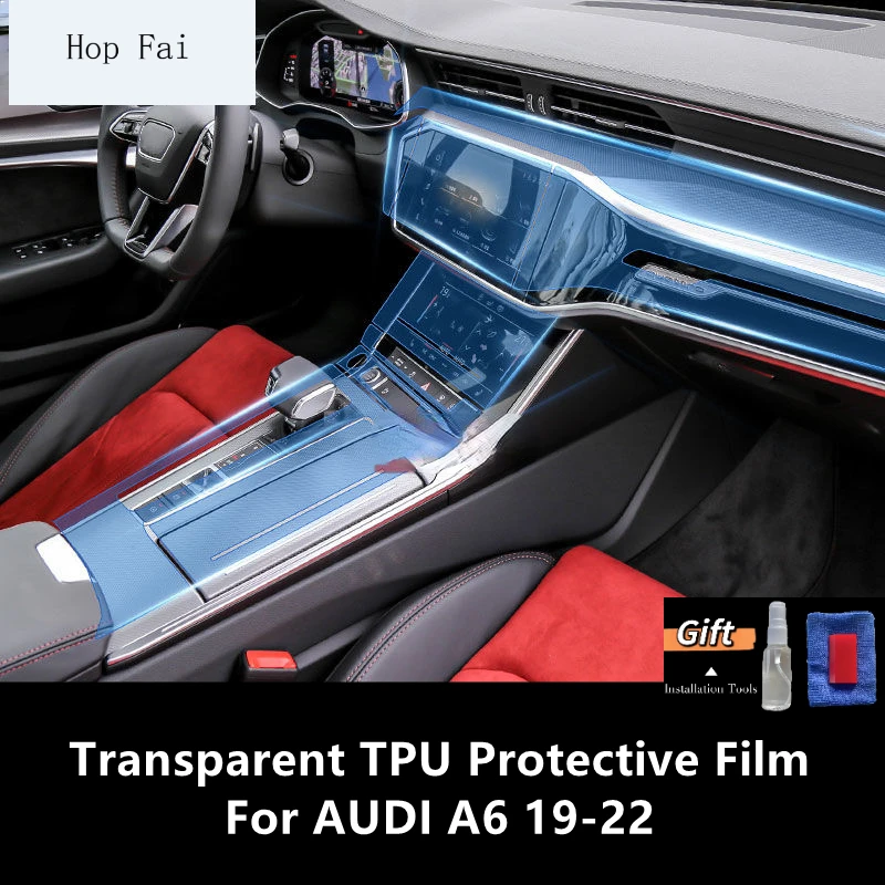 

For AUDI A6 19-22 Car Interior Center Console Transparent TPU Protective Film Anti-scratch Repair Film Accessories Refit