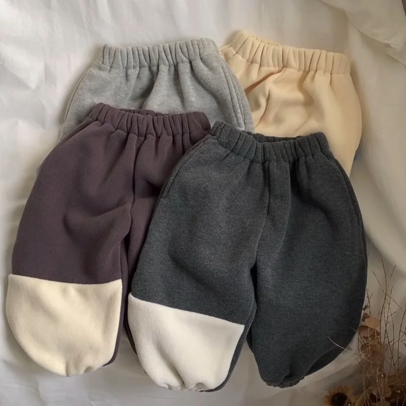 

Детская одежда штаны 2022 Корейская версия Зимние Новые Детские флисовые утепленные повседневные брюки спортивные штаны