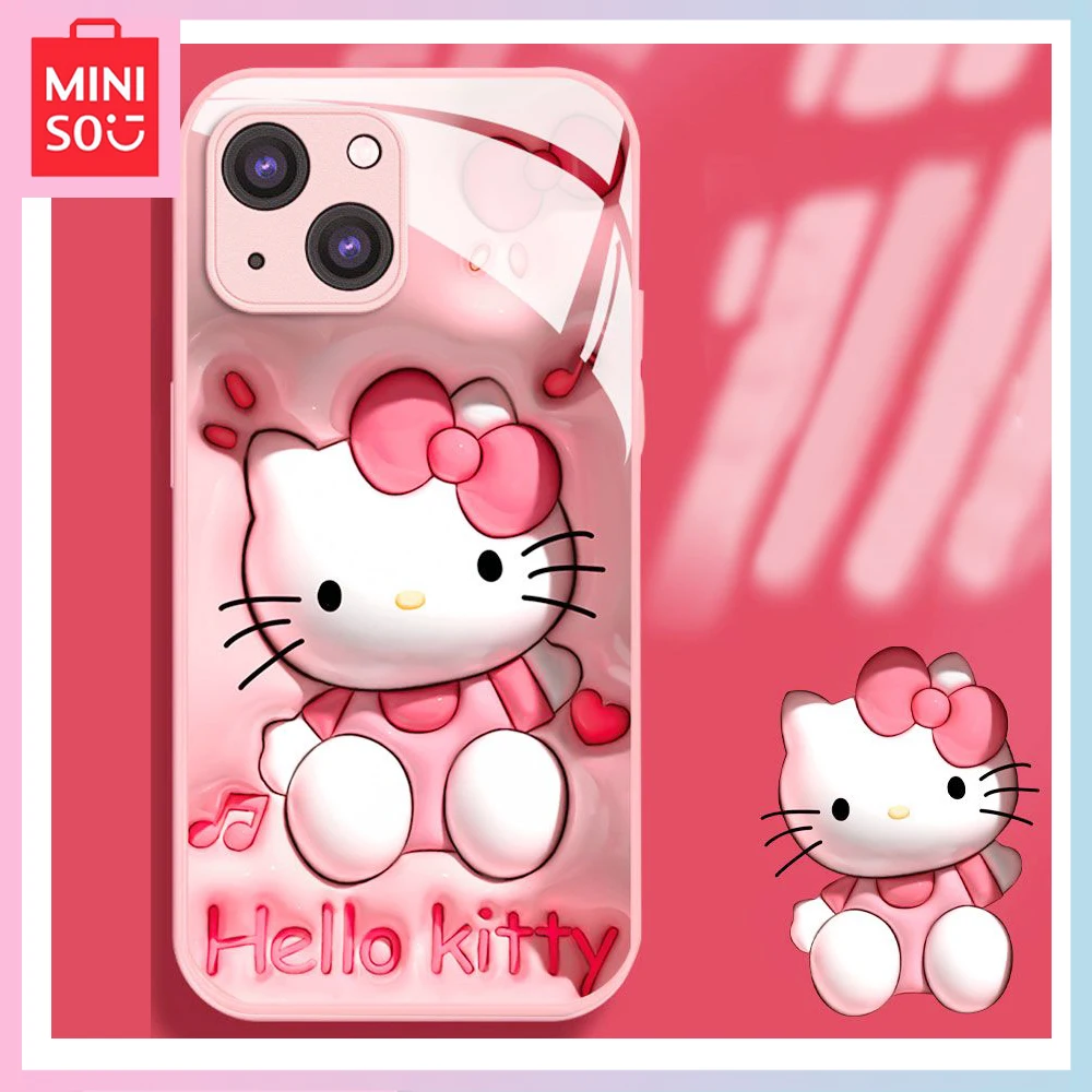 

2023 New Miniso Hello Kitty Cute and Sweet Iphone12/13 Phone Case Iphone11/13Promax Cartoon 7Plus All-Inclusive Fall Proof