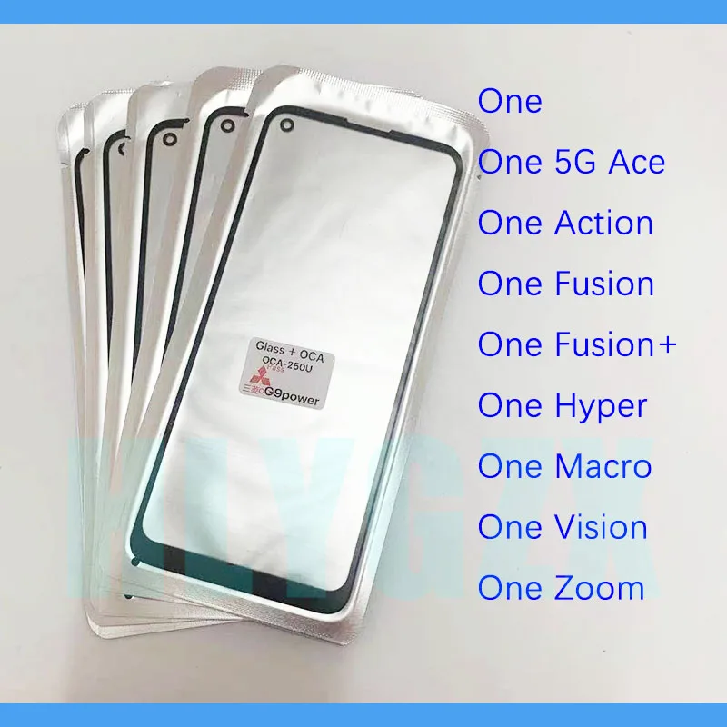 

10pcs TOP For Motorola Moto One 5G Ace Action Hyper Macro Zoom Vision Fusion LCD Front Screen Lens Outer Glass With OCA Panel