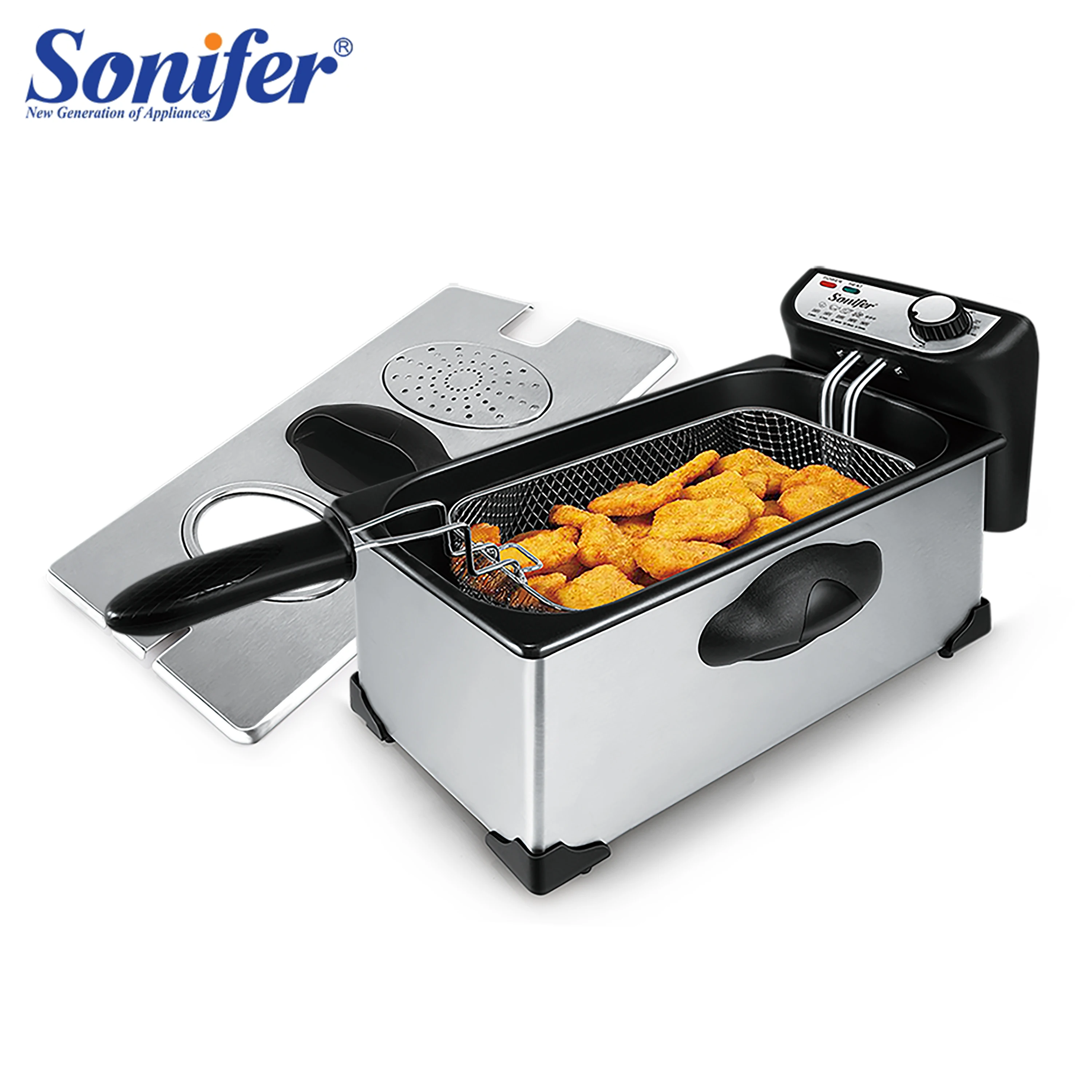 

Electric Deep Fryer 3L French Frie Frying Machine Oven Hot Pot Fried Chicken Grill Adjustable Thermostat Kitchen Cooking Sonifer