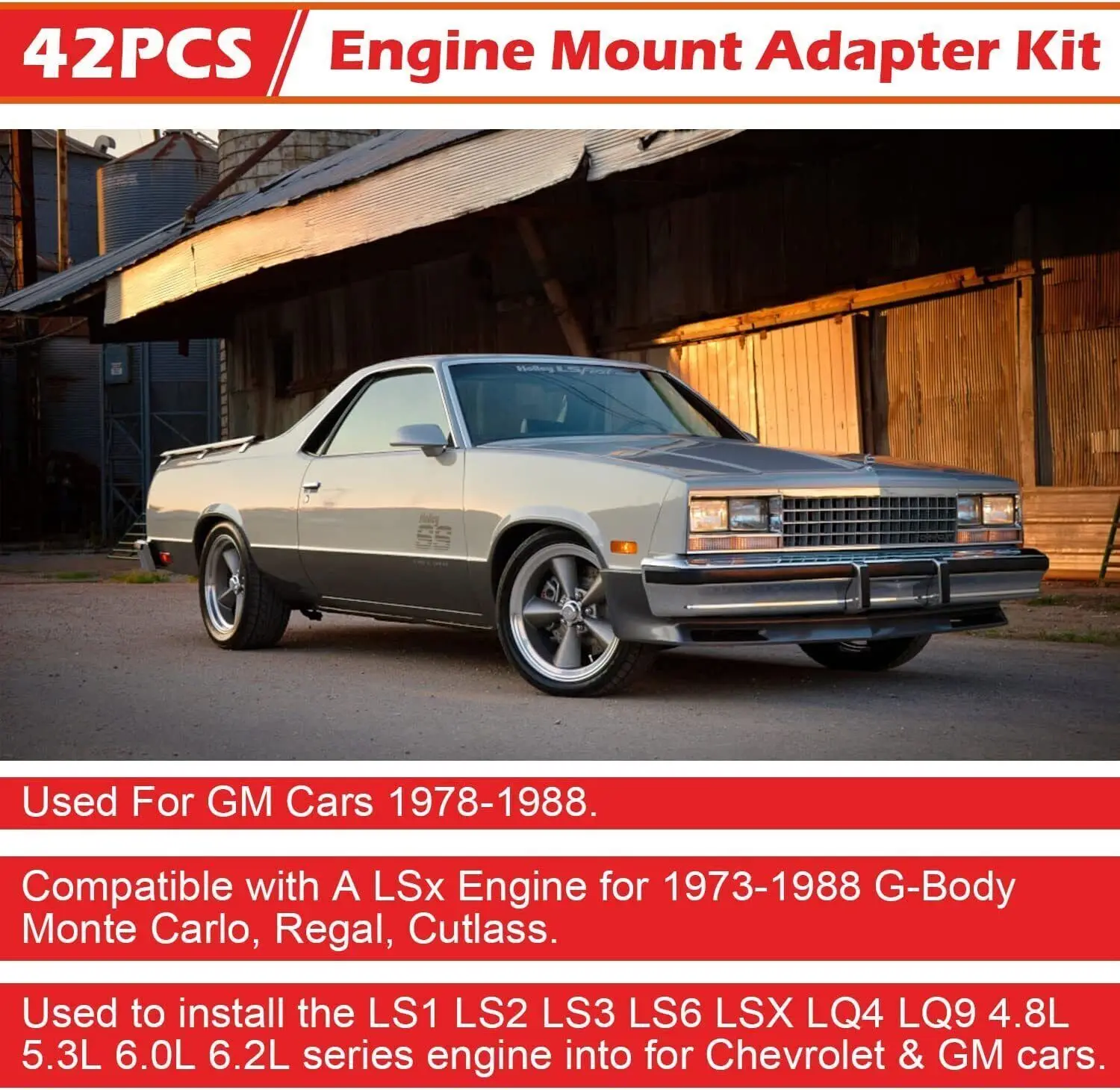 Для 78-88 комплект адаптера крепления двигателя G-Body LS SWAP Monte Carlo Regal LSX # 14075A