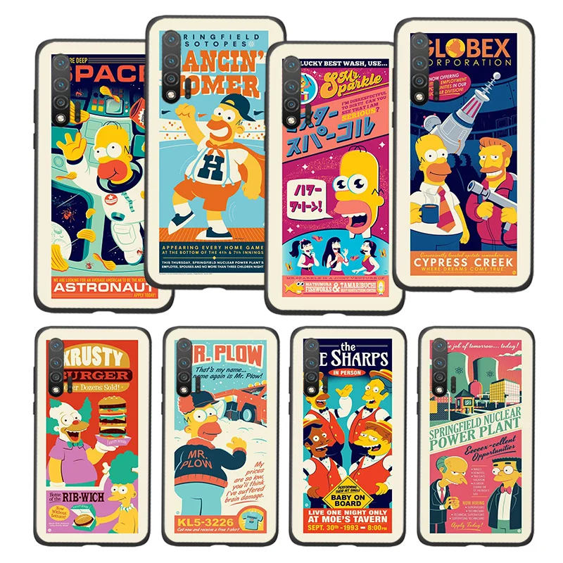 

Cartoon Cute Simpsons For Huawei Nova 9 8i 8 7 6 SE 7i 5T 5i 3i 3e 3 2i Pro Black Silicone Soft Phone Shell Case Capa