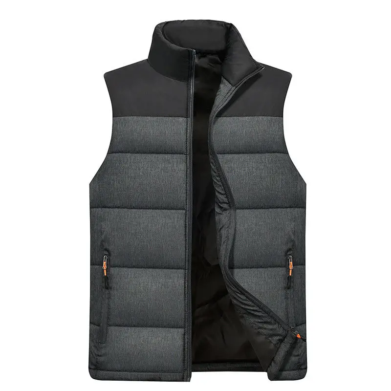 

2022 New Winter Men Vest Down Cotton Sleeveless Jacket Waistcoat Man Big Size Warm Mens Outdoor Coat Male Good Quality Slim Q08