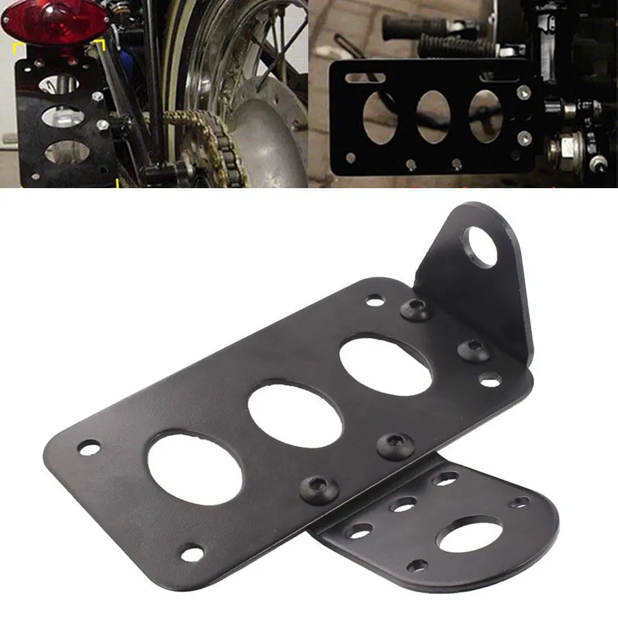 

Держатель номерного знака мотоцикла, черная ось, боковое крепление, рамка, кронштейн заднего фонаря для Harley Sportster XL 1200 883 Cruiser Bobber