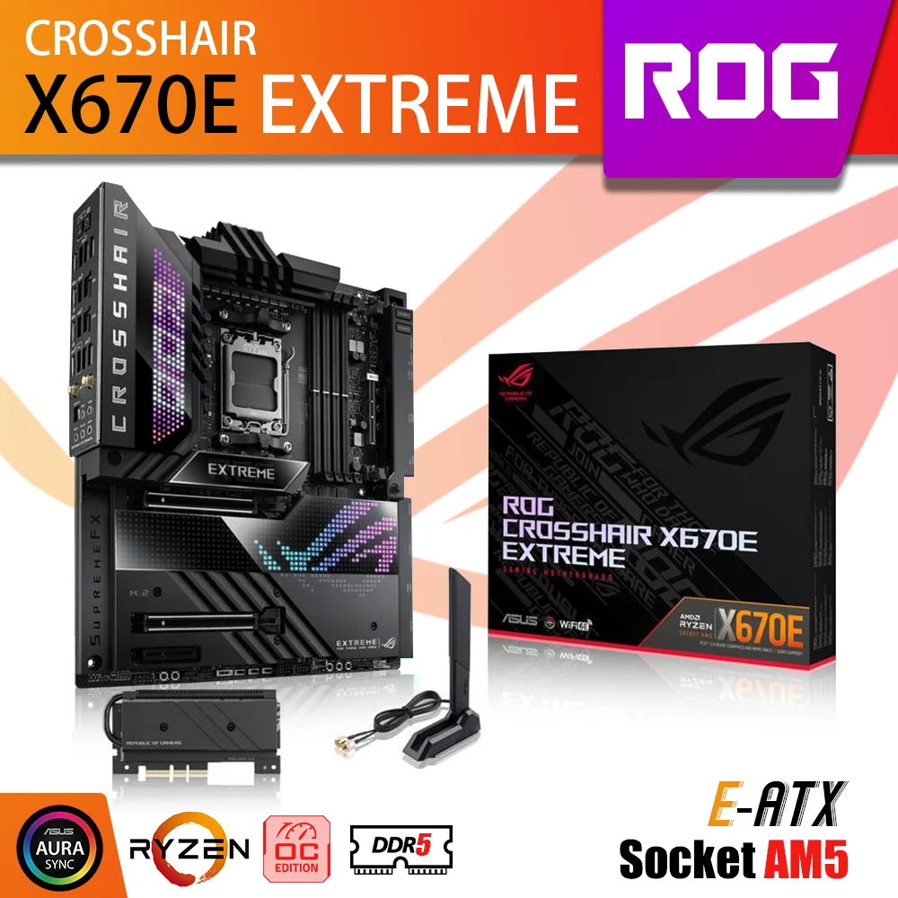 

New ASUS ROG CROSSHAIR X670E EXTREME AM5 Motherboard DDR5 Mainboard Support AMD Ryzen 7000 Series Processor R5 R7 R9 Kit RGB