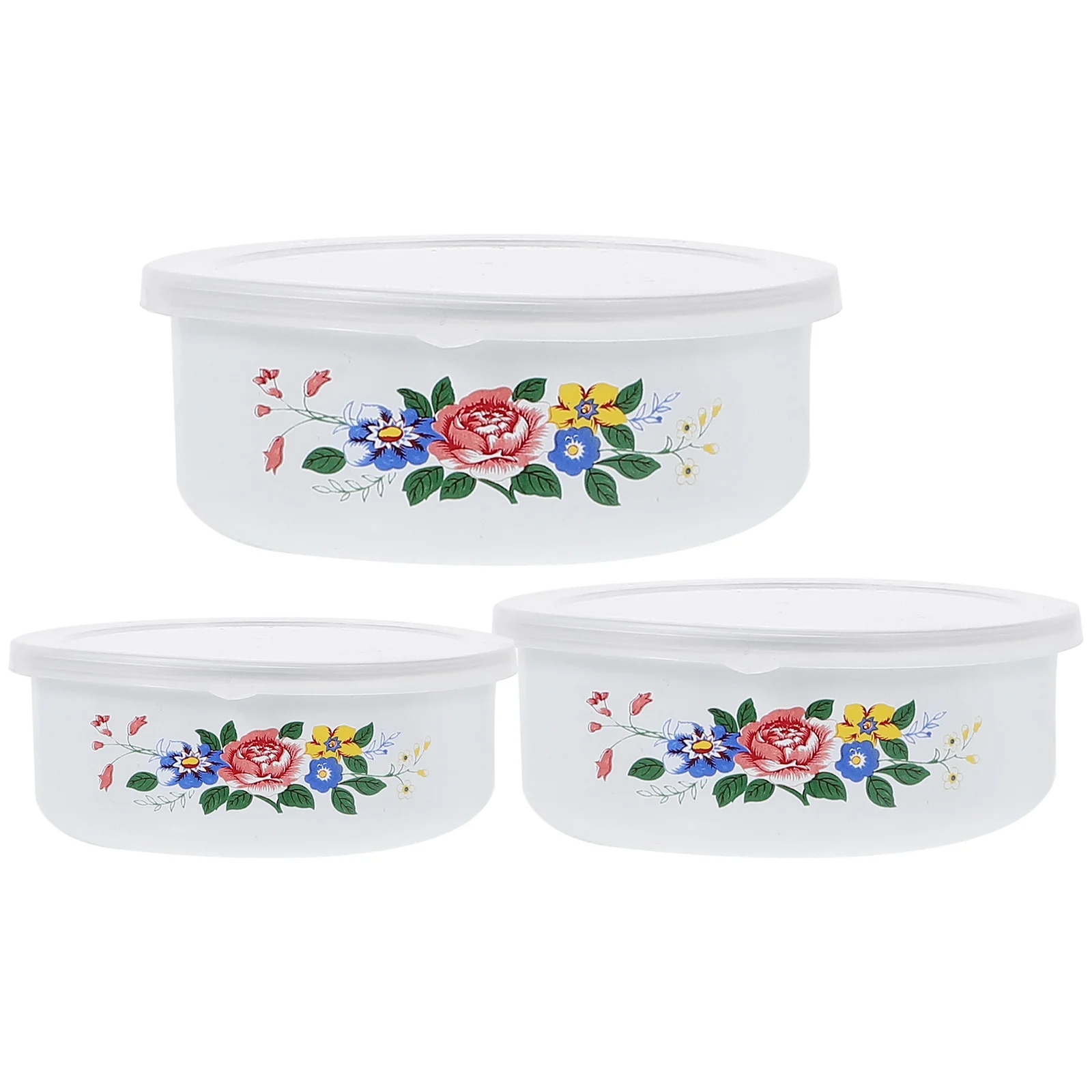 

3 Pcs Food Containers Fresh-keeping Enamel Bowl Office Worker Lunch Refrigerator Preservation Bowls Fruit Multifunctional