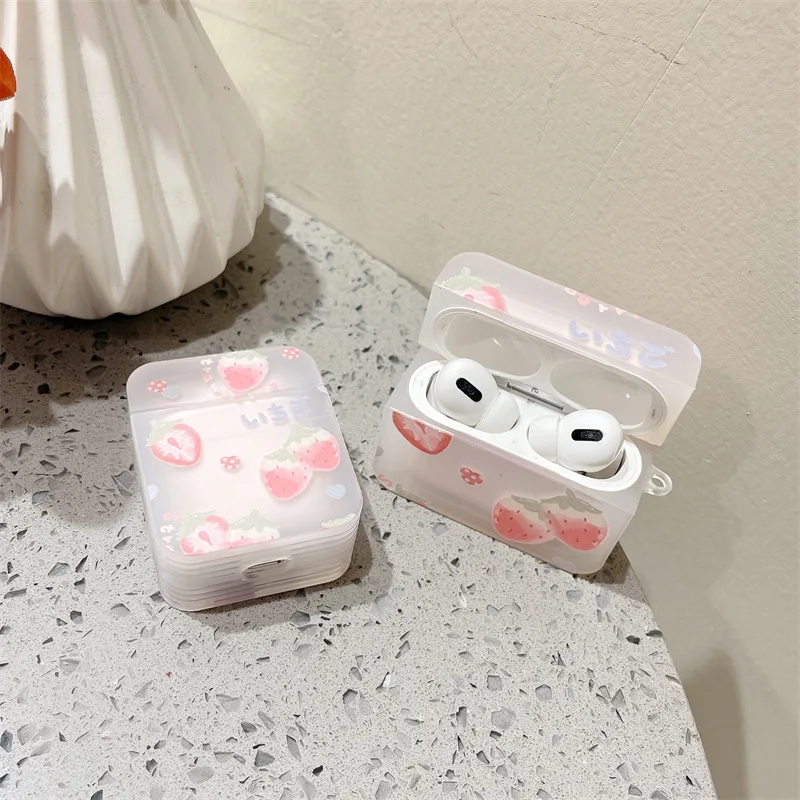

Cartoon Strawberry Translucent Case for Apple AirPods 1 2 3 Pro Case Cover IPhone Bluetooth Earbuds Accessories Airpod Case