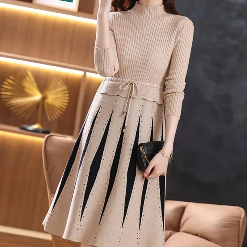 Новинка 2024 стильное платье-свитер на весну и осень женская одежда темпераментное
