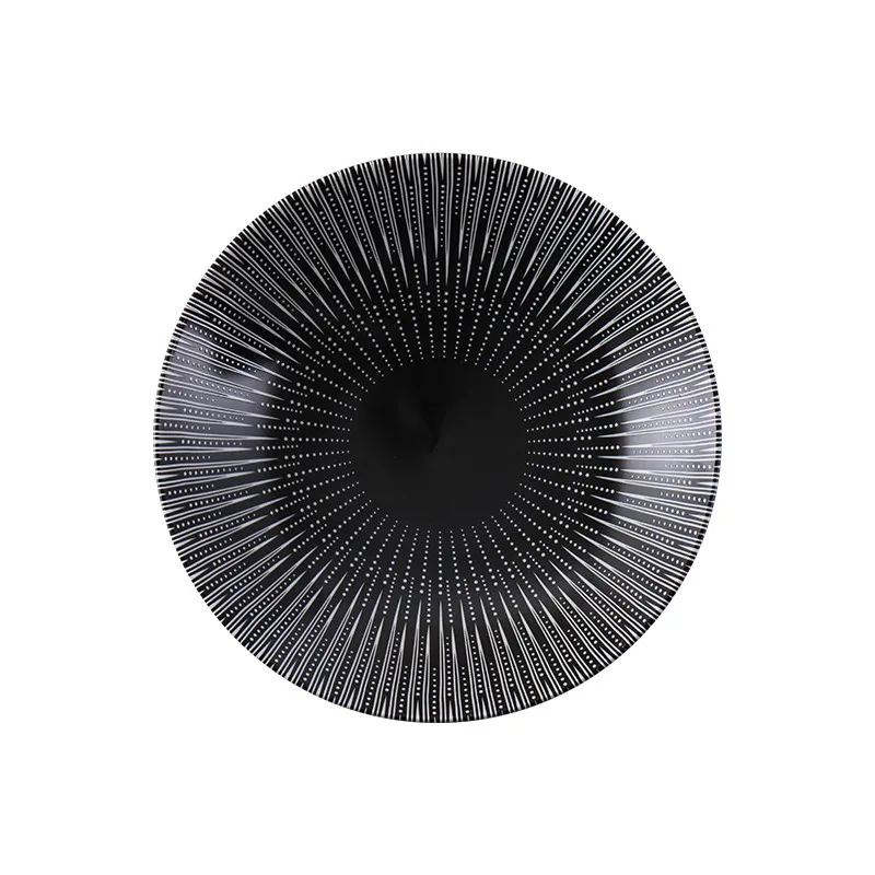 Керамическая посуда в полоску матовая черно-белая креативная для дома ресторана